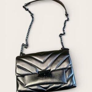 Michael Kors Metallic Black Quilted Shoulder Bag | Chain Strap